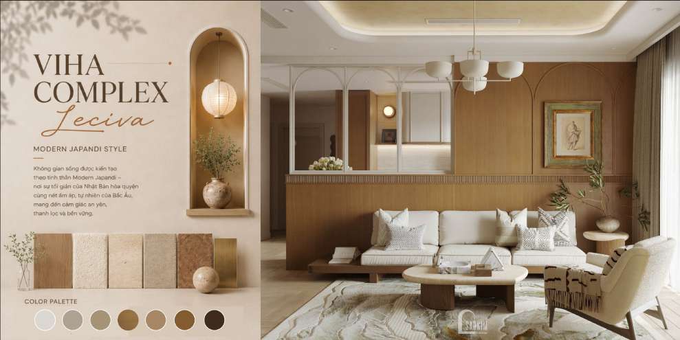 Thiết kế chung cư 3 ngủ phong cách Modern Japandi dự án Viha Complex Leciva - Nét ấm trong nhịp sống hiện đại